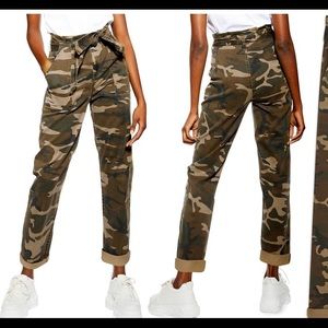 TOPSHOP camo paper bag pants